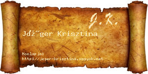 Jéger Krisztina névjegykártya